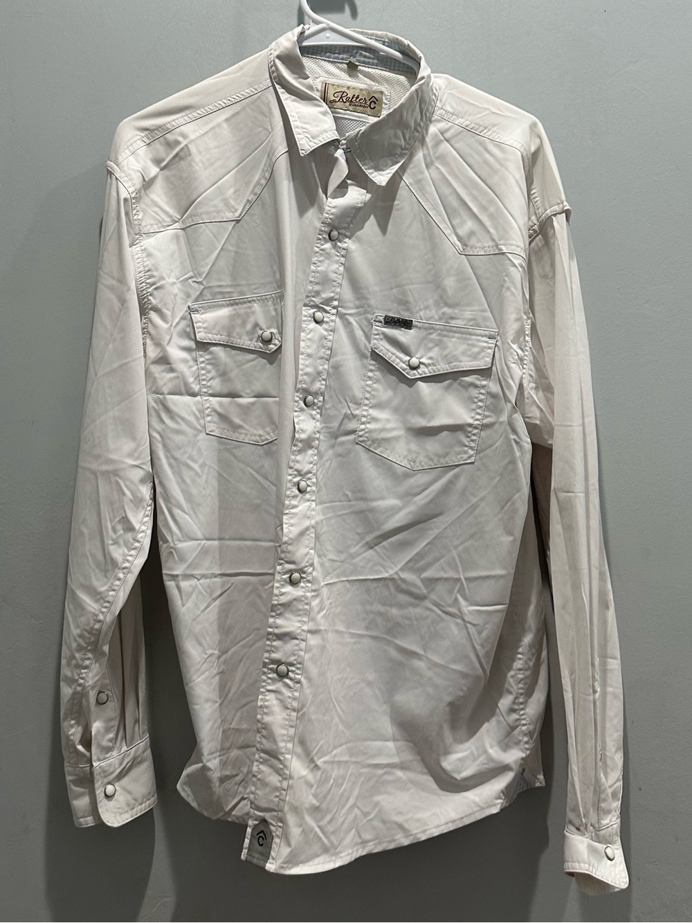 Rafter C Outdoors White Men's Western Button-Up Shirt long sleeves size Medium